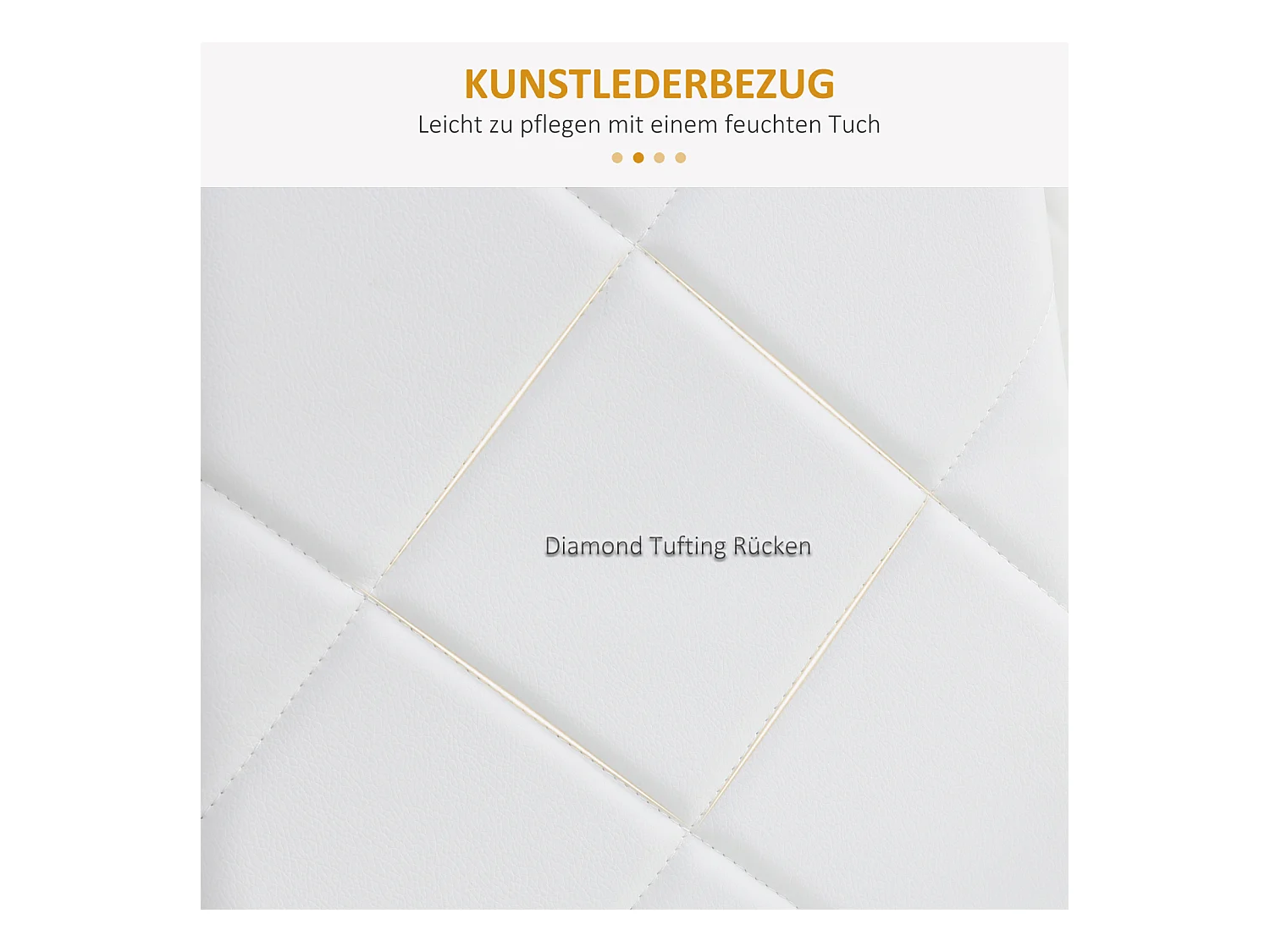 Ensemble de 4 chaises de salle à manger, chaises de cuisine rembourrées, chaise rembourrée avec pieds en acier, similicuir, blanc