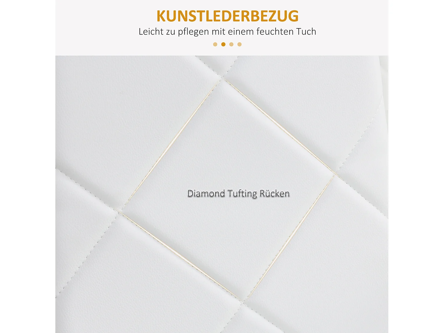 Eetkamerstoelen set van 4, gestoffeerde keukenstoelen, gestoffeerde stoel met stalen poten, imitatieleer, wit