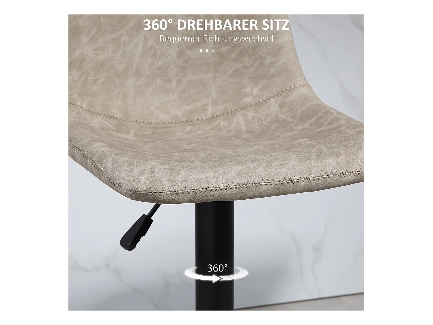 Barkruk set van 2, bistrokruk met voetenbankje, draaibaar, in hoogte verstelbaar, kunstleren bekleding, voor in de woonkamer, beige