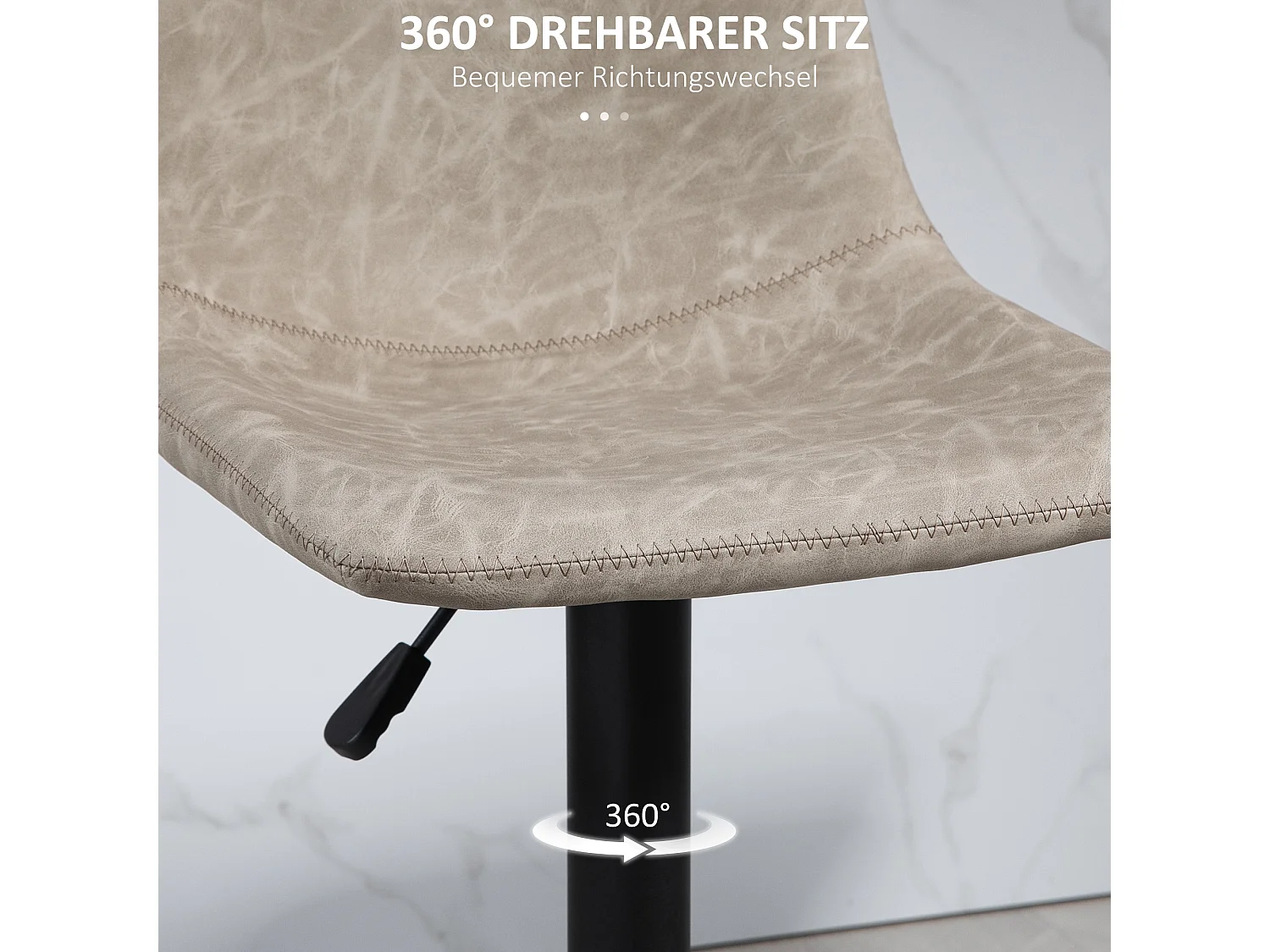 Barkruk set van 2, bistrokruk met voetenbankje, draaibaar, in hoogte verstelbaar, kunstleren bekleding, voor in de woonkamer, beige