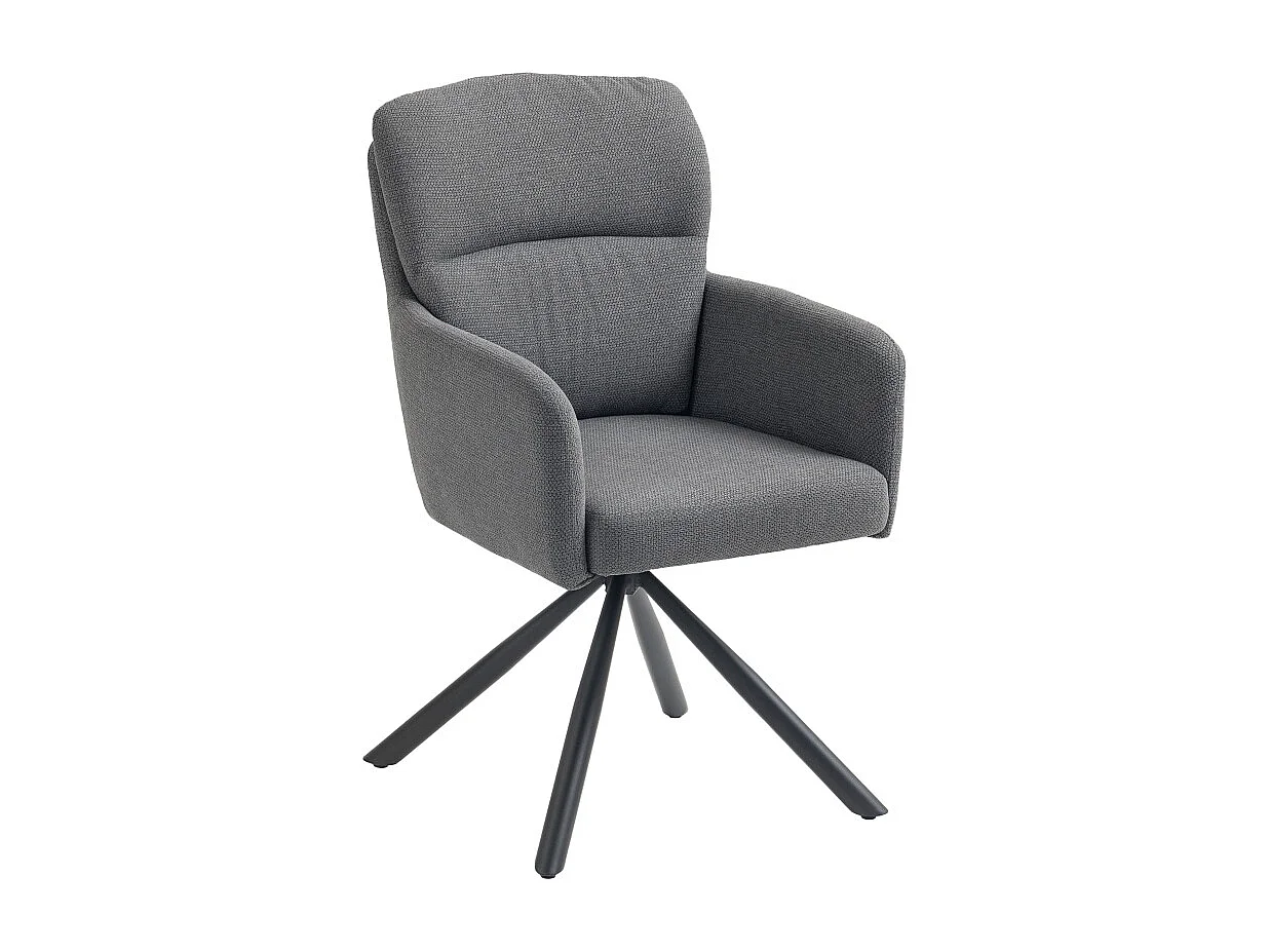 Chaise de salle à manger rembourrée, chaise de cuisine avec rembourrage épais, accoudoirs, pieds en métal, gris