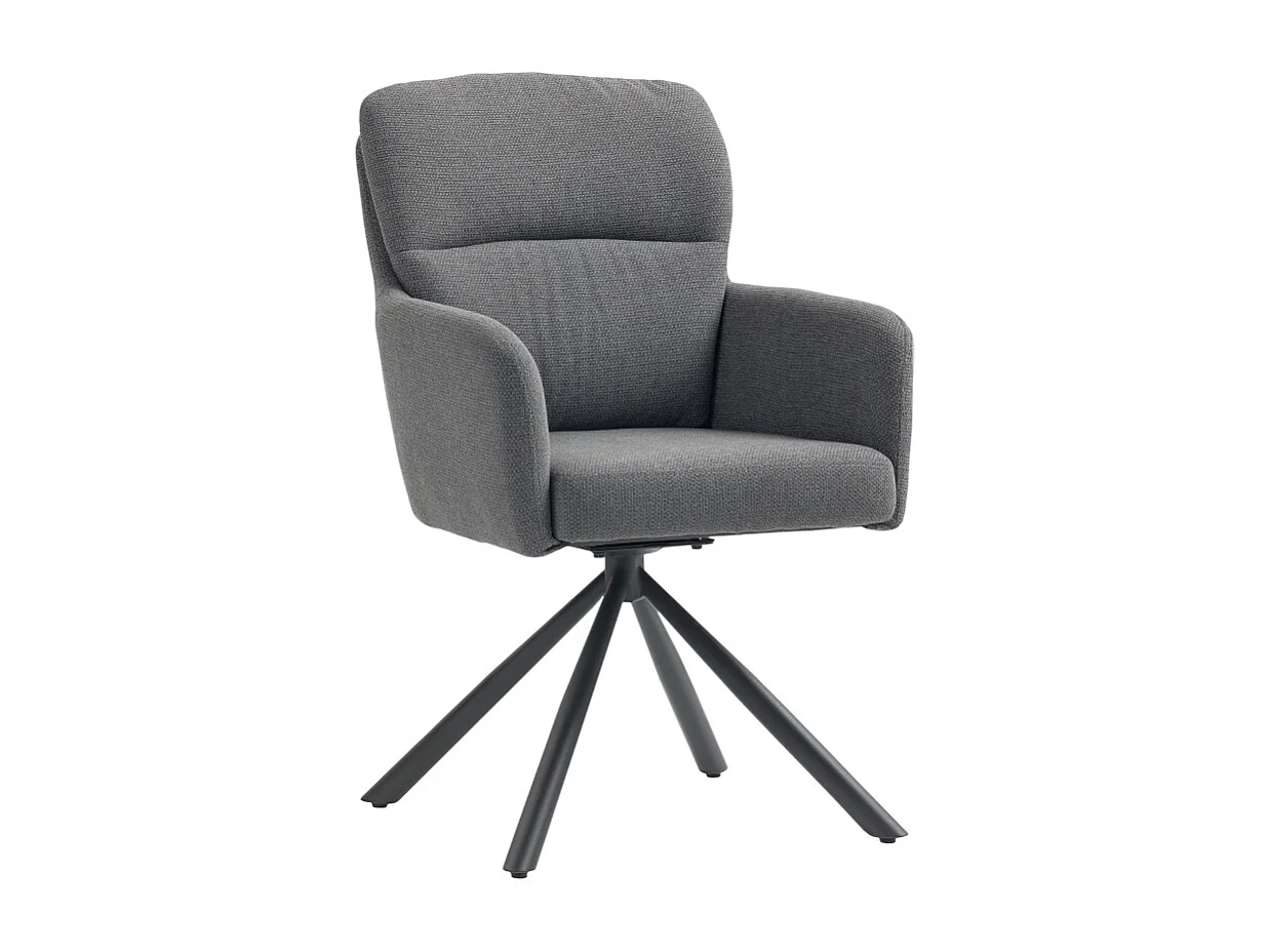 Chaise de salle à manger rembourrée, chaise de cuisine avec rembourrage épais, accoudoirs, pieds en métal, gris