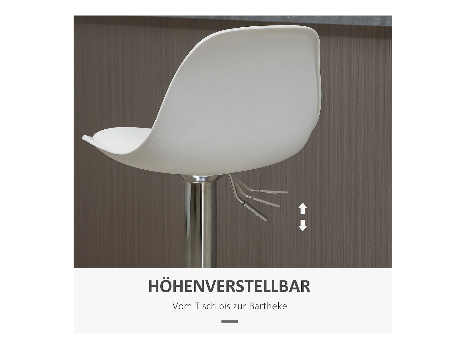 Lot de 2 tabourets de bar pivotants jusqu'à 120 kg, avec dossier, réglable en hauteur, similicuir et acier, blanc