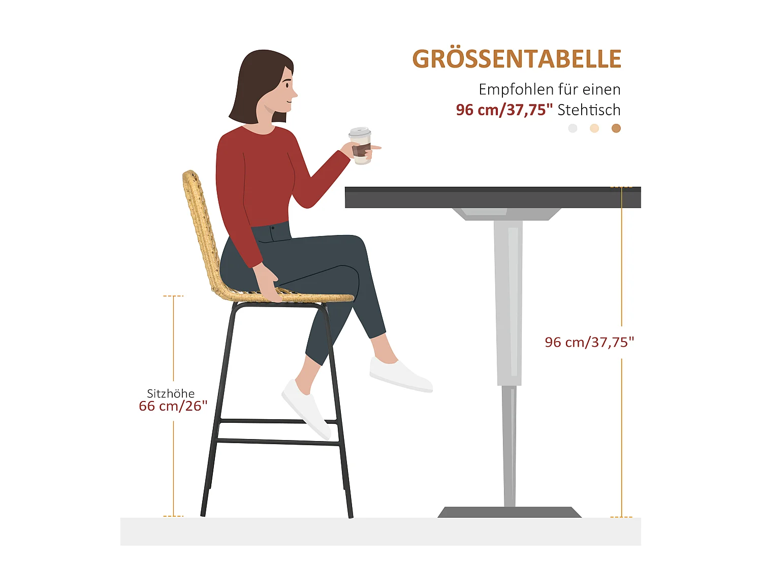 Ensemble de 2 tabourets de bar avec dossier style bohème, en rotin PE, avec repose-pieds, jaune + noir