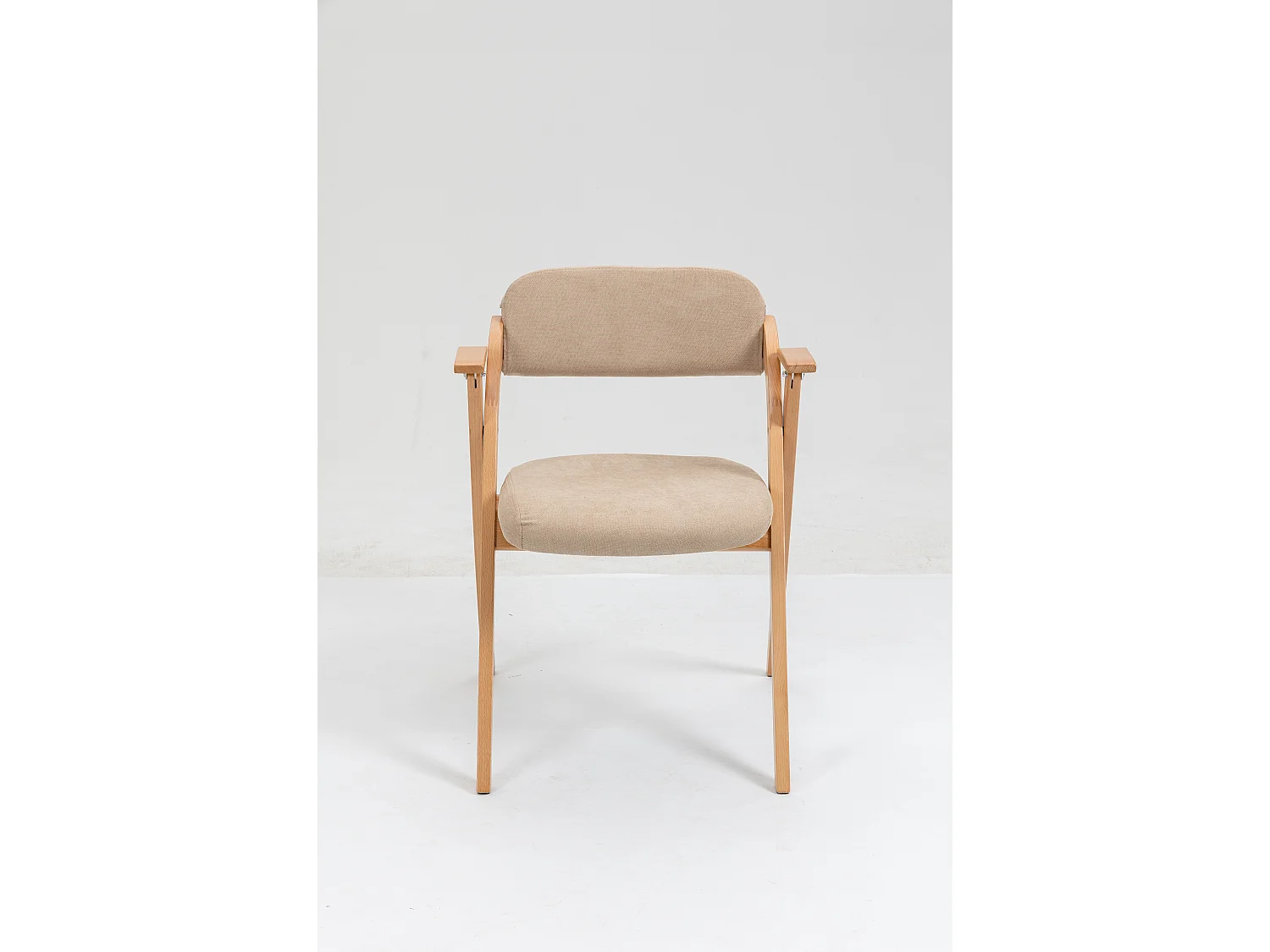 Opvouwbare stoelen met armleuningen, set van 2, houten stapelbare eetkamerstoelen met gestoffeerde zittingen, kaki