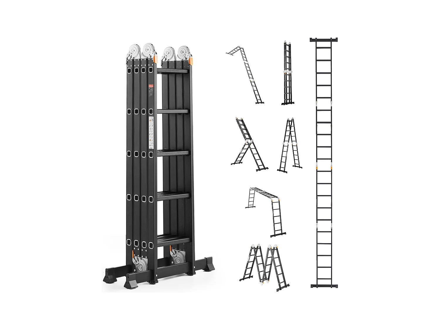 Échelle Pliante Polyvalente SucceBuy 7 en 1, 5 Marches, Hauteur de Portée de 5,8 m, pour le Travail