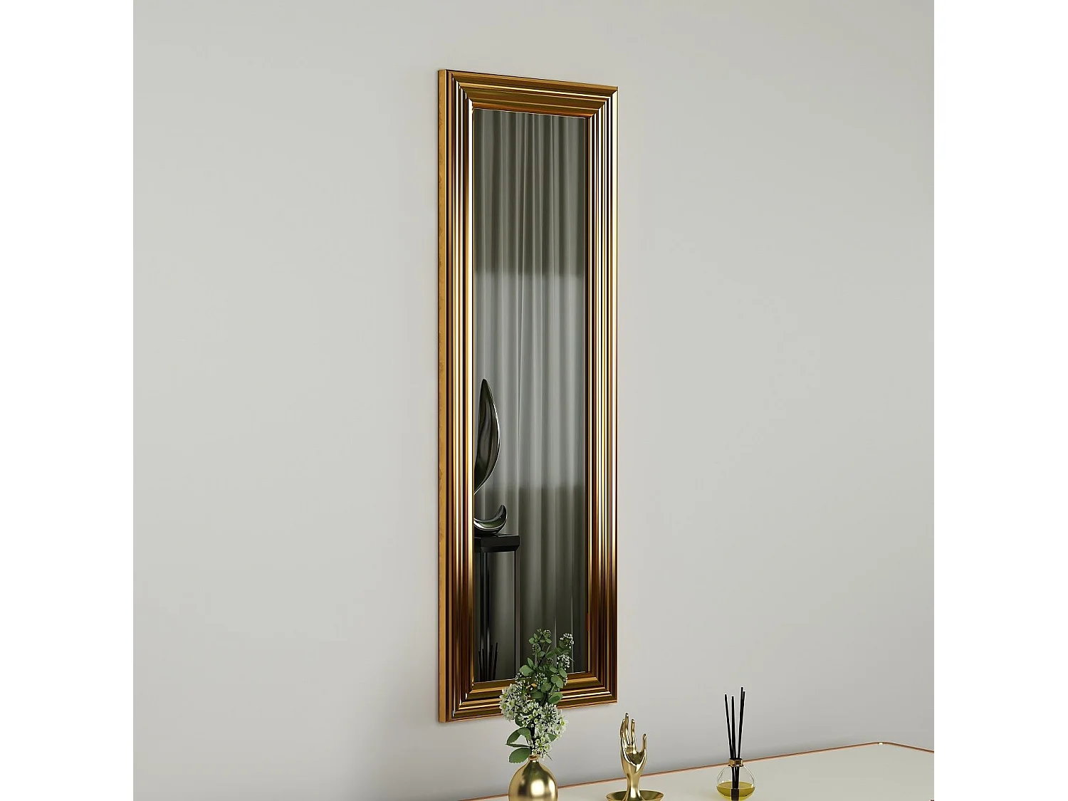 Miroir mural Kafka 30x90cm Bois Or