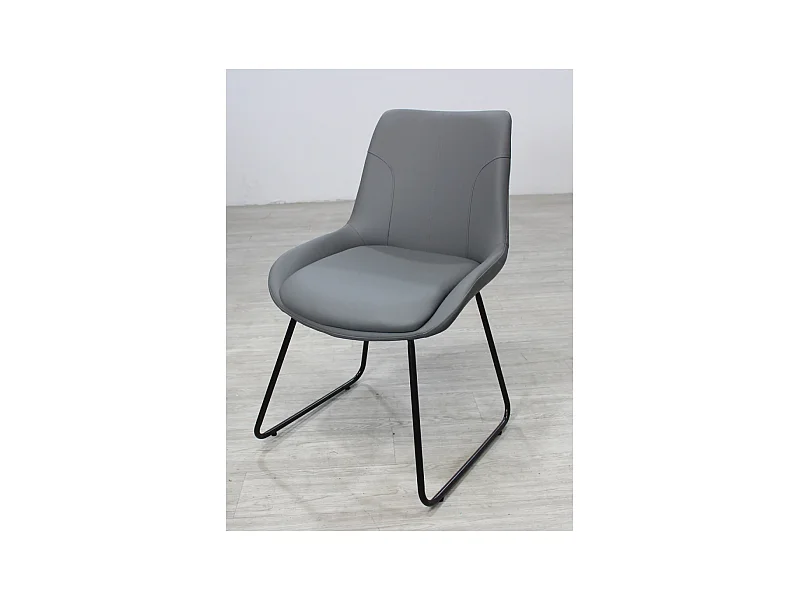 Pack de 4 sillas Md-Elise tapizadas en piel sintética gris, 85cm(alto) 53cm(ancho) 62cm(f