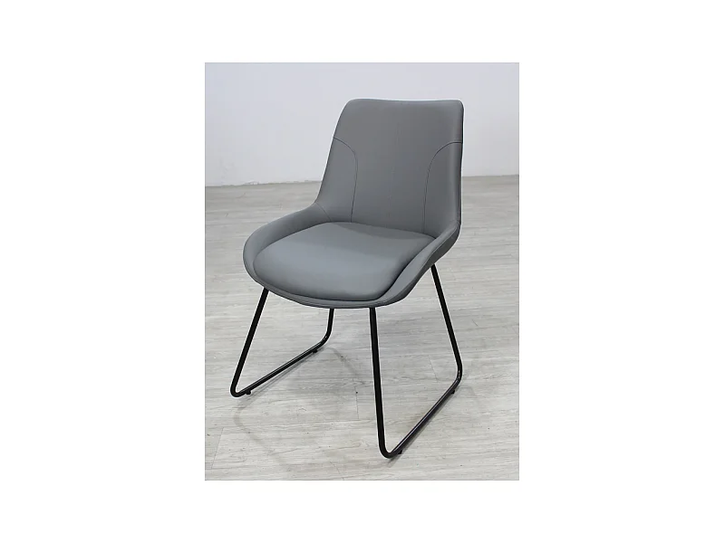 Pack de 4 sillas Md-Elise tapizadas en piel sintética gris, 85cm(alto) 53cm(ancho) 62cm(f