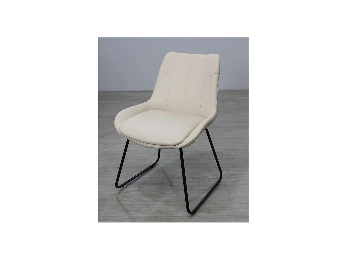 Pack de 4 sillas Md-Elise tapizadas en piel sintética beige, 85cm(alto) 53cm(ancho) 62cm(