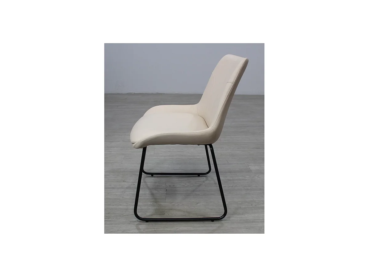 Pack de 4 sillas Md-Elise tapizadas en piel sintética beige, 85cm(alto) 53cm(ancho) 62cm(