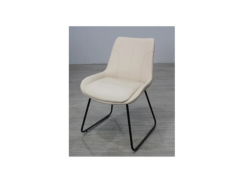 Pack de 4 sillas Md-Elise tapizadas en piel sintética beige, 85cm(alto) 53cm(ancho) 62cm(