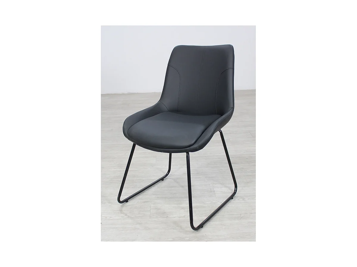 Pack de 4 sillas Md-Elise tapizadas en piel sintética negro, 85cm(alto) 53cm(ancho) 62cm(