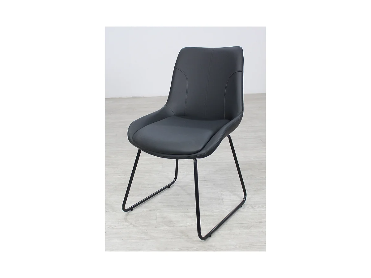 Pack de 4 sillas Md-Elise tapizadas en piel sintética negro, 85cm(alto) 53cm(ancho) 62cm(