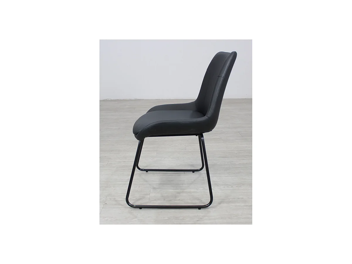 Pack de 4 sillas Md-Elise tapizadas en piel sintética negro, 85cm(alto) 53cm(ancho) 62cm(