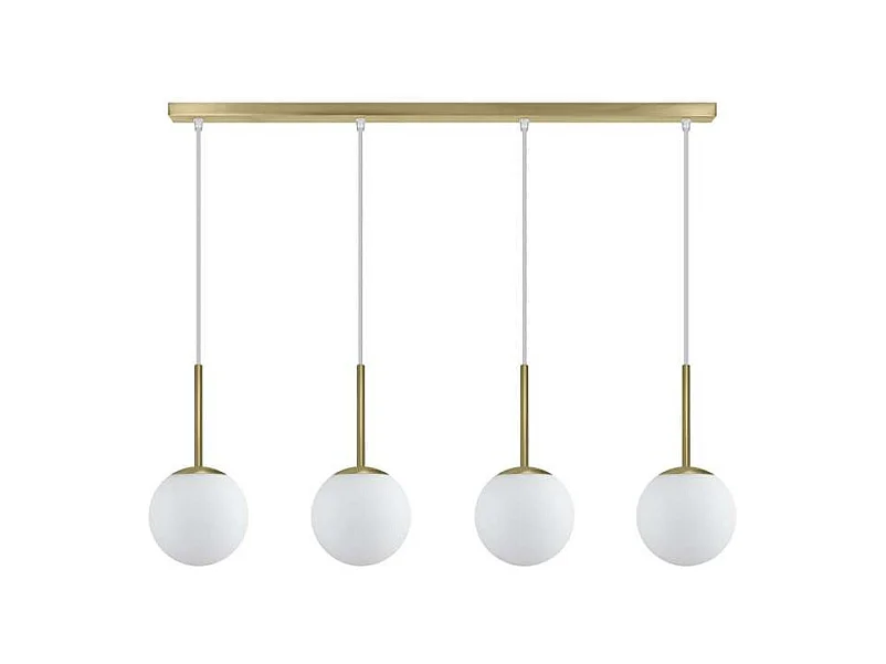 Colgante alargado 4 luces modelo Portile acabado laton/blanco, 36/136cm(alto) 86cm(ancho)
