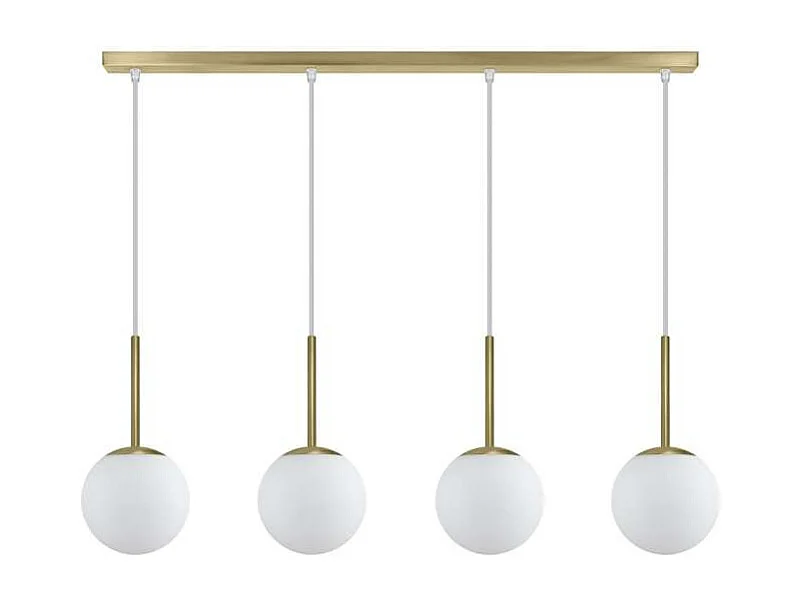 Colgante alargado 4 luces modelo Portile acabado laton/blanco, 36/136cm(alto) 86cm(ancho)