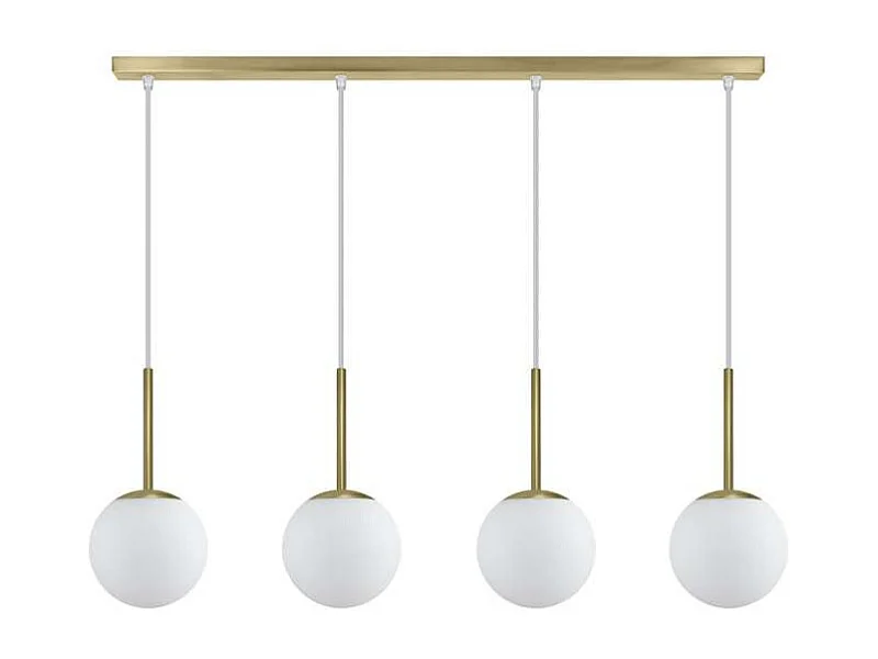 Colgante alargado 4 luces modelo Portile acabado laton/blanco, 36/136cm(alto) 86cm(ancho)