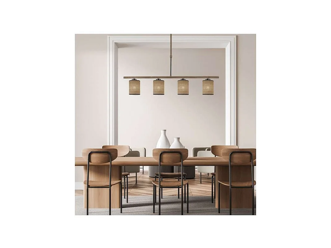 Lampara lineal de 4 luces modelo Berta acabado marrón, 67cm(alto) 89cm(ancho) 15cm(fondo)