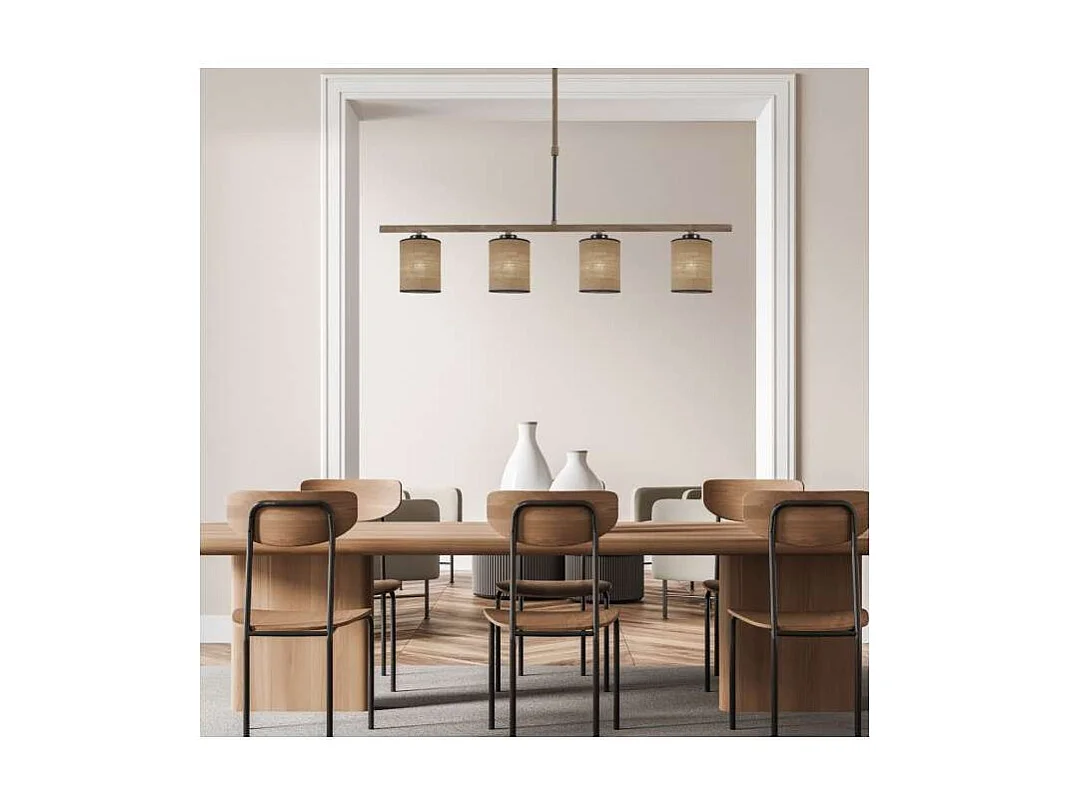 Lampara lineal de 4 luces modelo Berta acabado marrón, 67cm(alto) 89cm(ancho) 15cm(fondo)