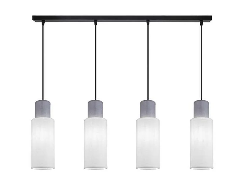 Colgante alargado 4 luces modelo Kilian acabado blanco/gris, 25cm(alto) 80cm(ancho) 12cm(f
