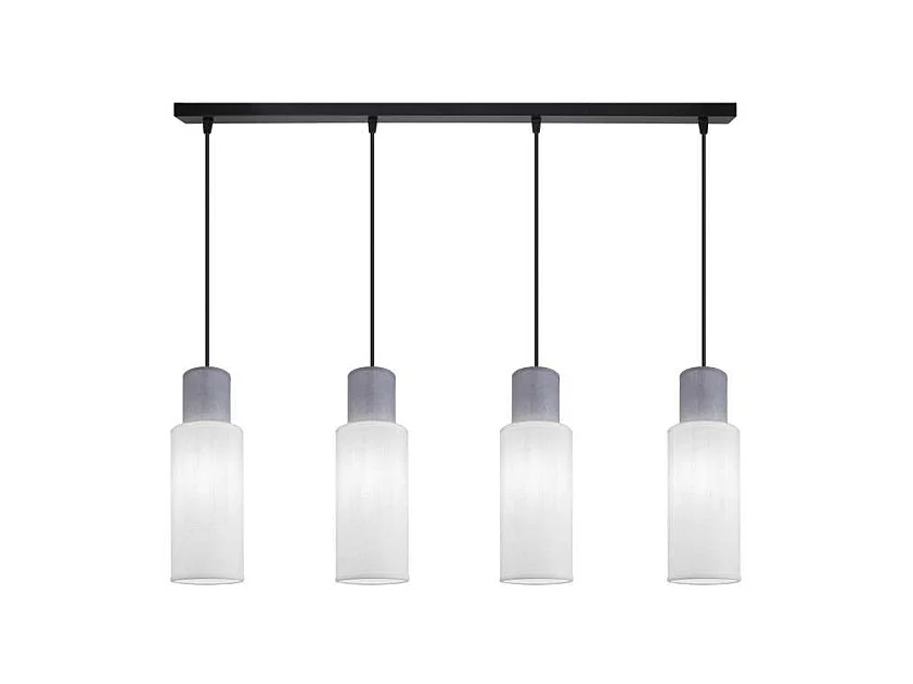 Colgante alargado 4 luces modelo Kilian acabado blanco/gris, 25cm(alto) 80cm(ancho) 12cm(f