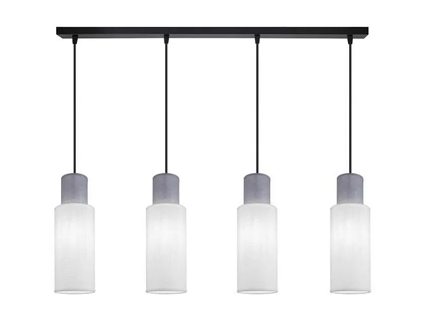 Colgante alargado 4 luces modelo Kilian acabado blanco/gris, 25cm(alto) 80cm(ancho) 12cm(f