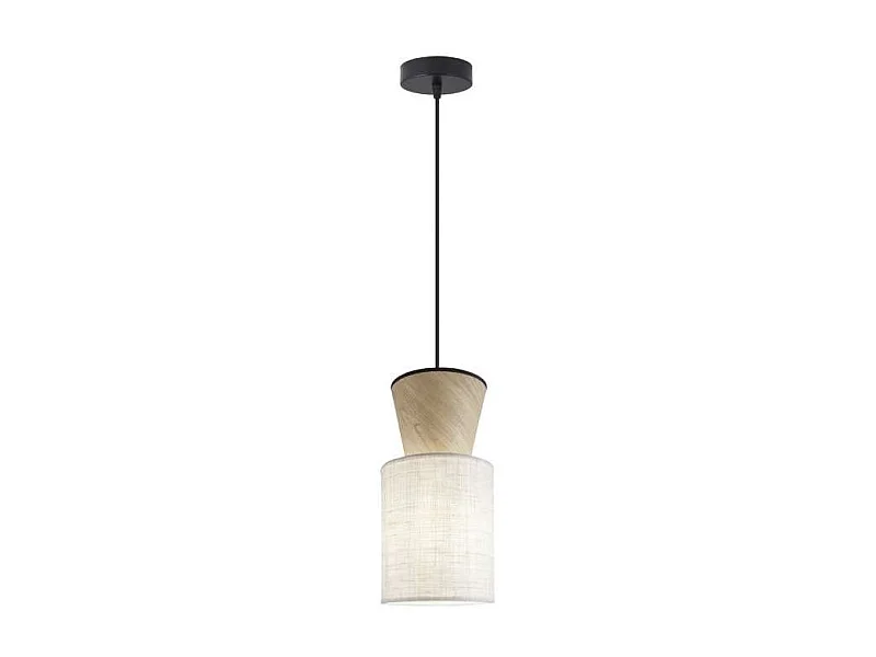 Colgante 1 luz modelo Aosta acabado beige/madera, 18cm(alto) 15cm(ancho) 15cm(fondo)