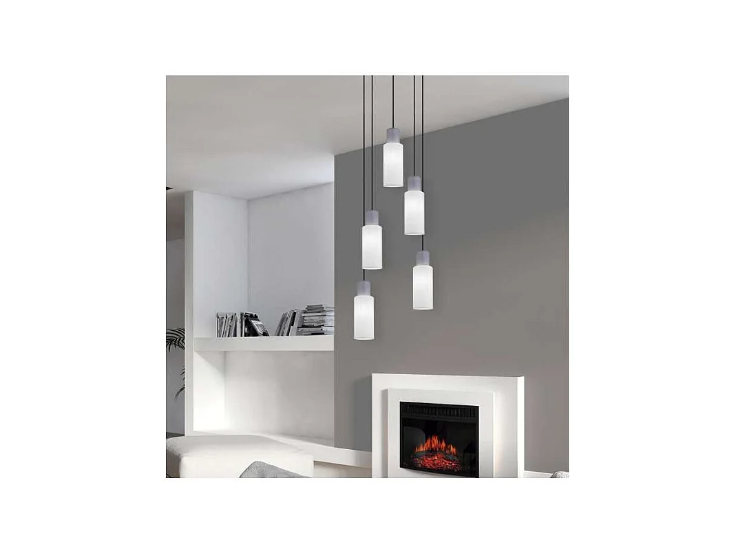 Colgante 5 luces modelo Kilian acabado blanco/gris, 25cm(alto) 40cm(ancho) 40cm(fondo)