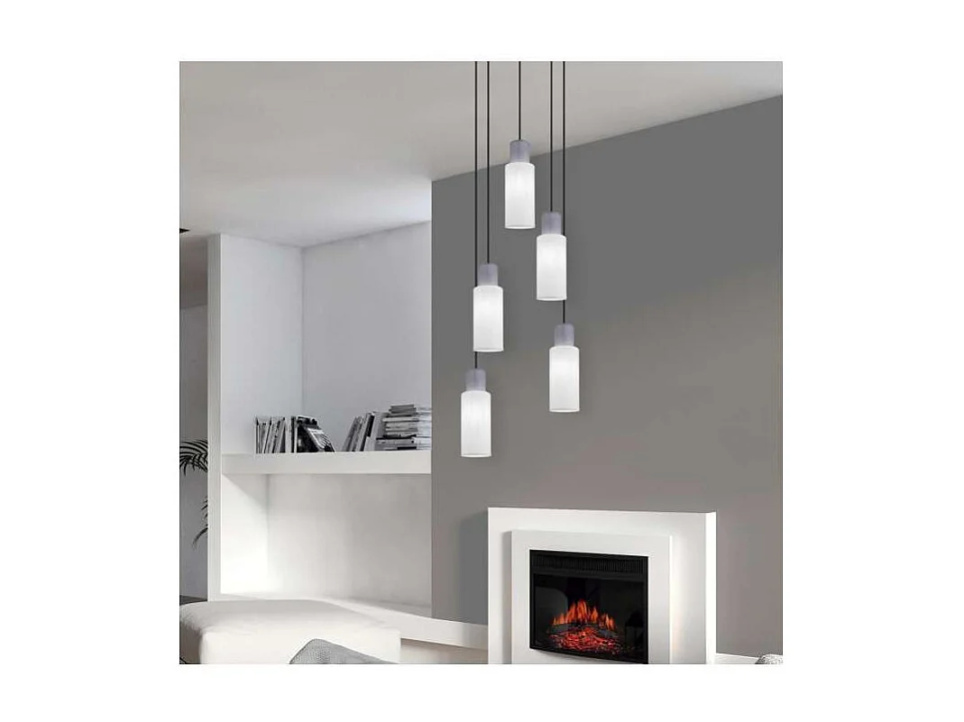 Colgante 5 luces modelo Kilian acabado blanco/gris, 25cm(alto) 40cm(ancho) 40cm(fondo)