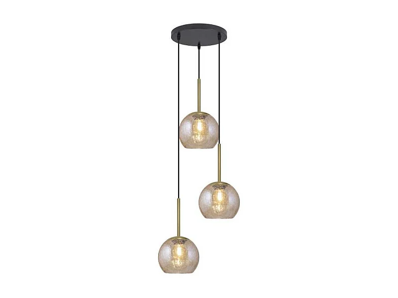 Colgante 3 luces modelo Cacela acabado negro/laton, 36cm(alto) 35cm(ancho) 35cm(fondo)