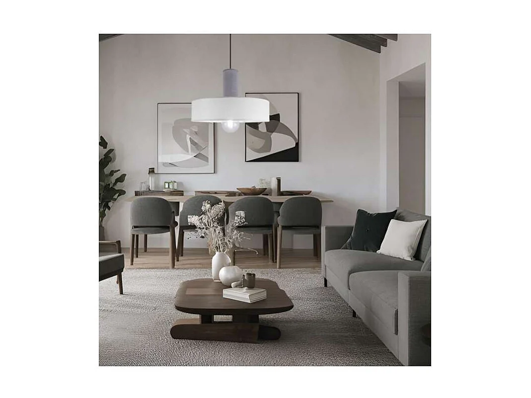 Colgante 1 luz modelo Kilian acabado blanco/gris, 130cm(alto) 40cm(ancho) 40cm(fondo)