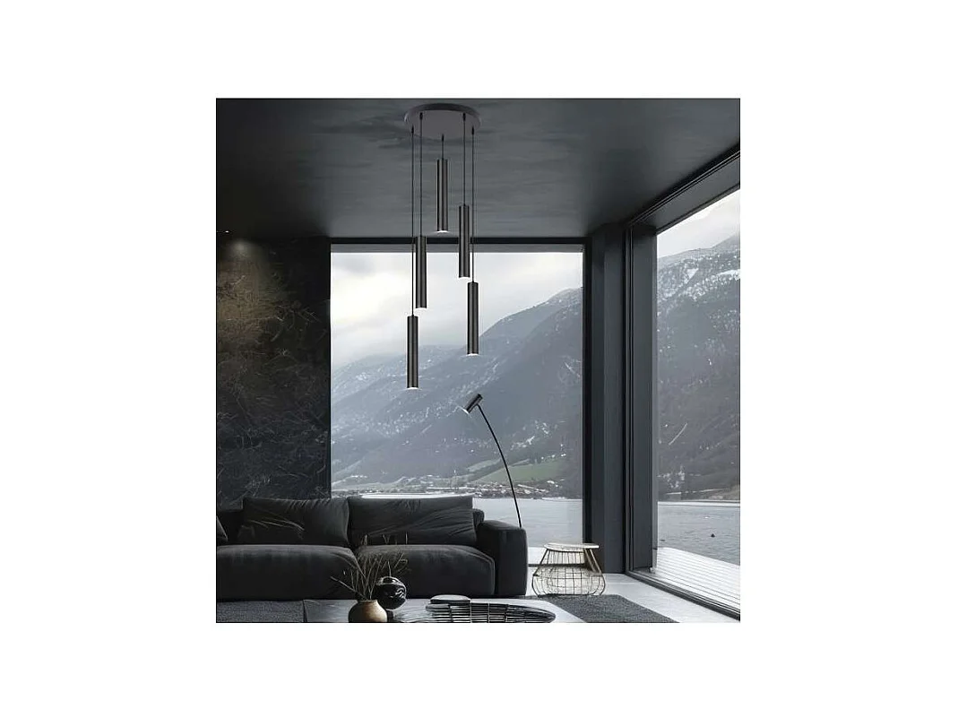 Colgante 5 luces modelo Antia acabado negro, 36cm(alto) 55cm(ancho) 55cm(fondo)