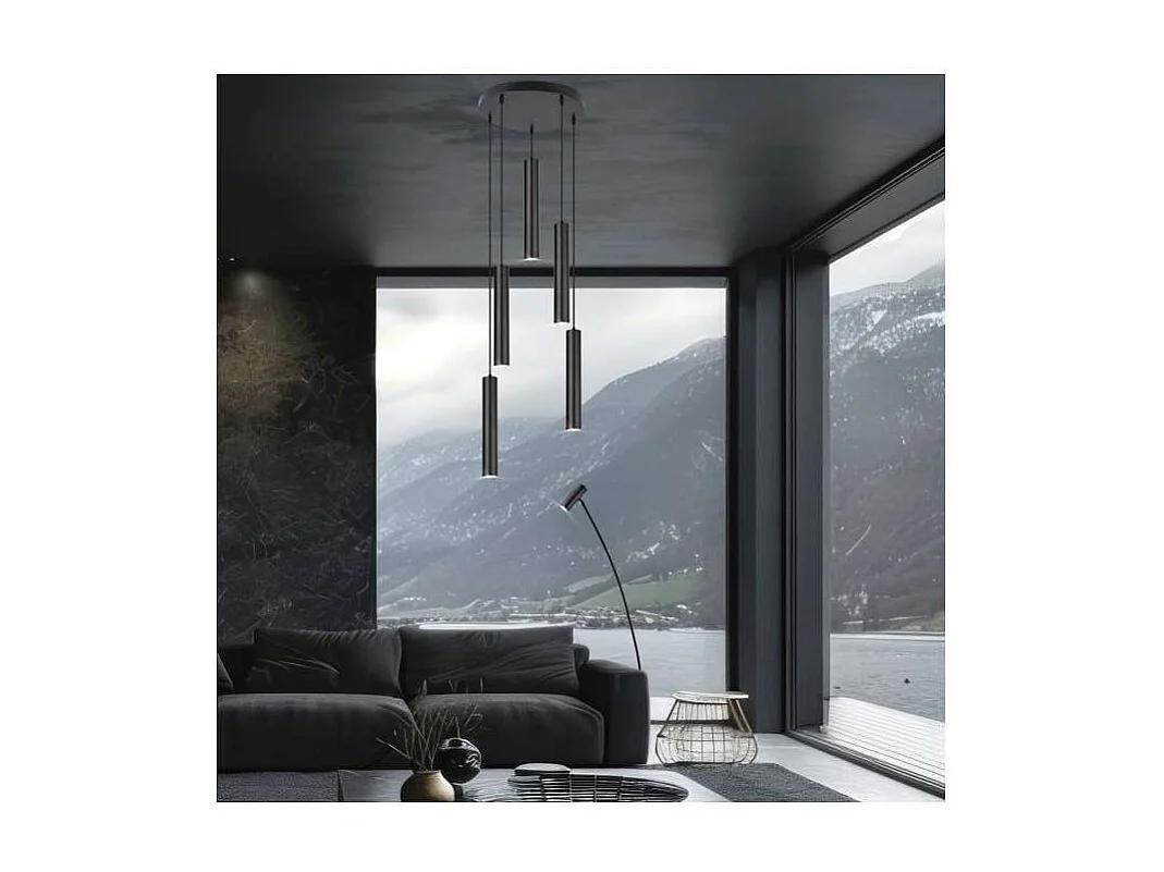 Colgante 5 luces modelo Antia acabado negro, 36cm(alto) 55cm(ancho) 55cm(fondo)