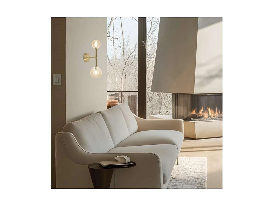 Aplique a pared modelo Galaxia acabado latón/ambar, 40cm(alto) 12cm(ancho) 18cm(fondo)