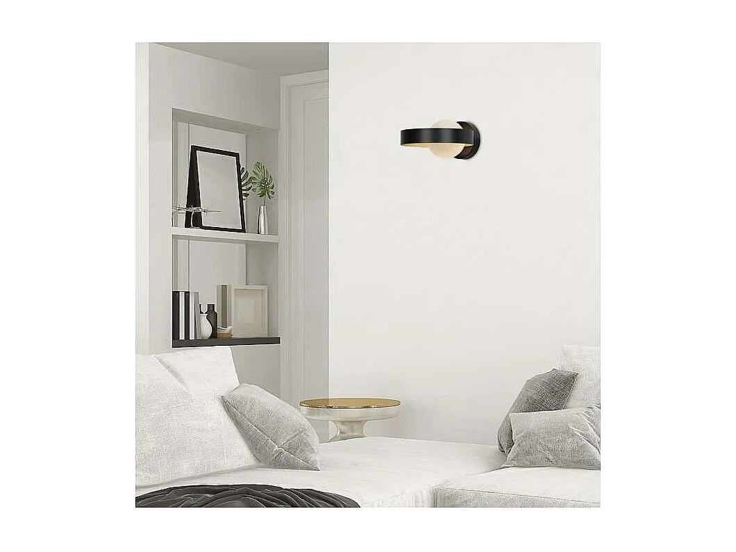 Aplique a pared Arianna acabado negro, 10cm(alto) 21cm(ancho) 18cm(largo)