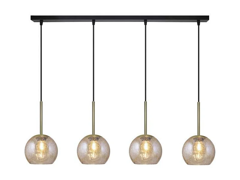 Colgante alargado 4 luces modelo Cacela acabado negro/laton, 36cm(alto) 86cm(ancho) 15cm(f