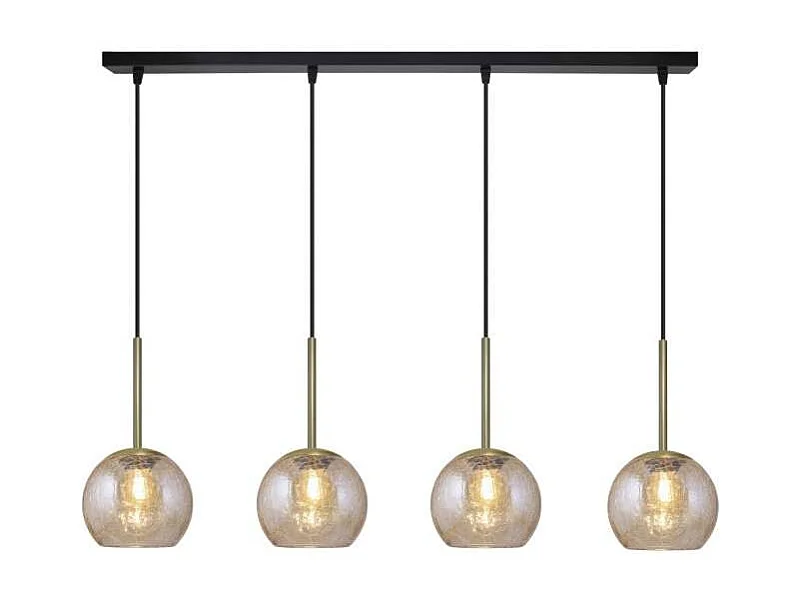 Colgante alargado 4 luces modelo Cacela acabado negro/laton, 36cm(alto) 86cm(ancho) 15cm(f