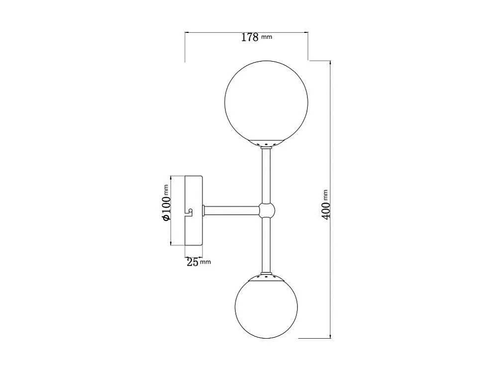Aplique a pared modelo Cosmica acabado latón, 40cm(alto) 18cm(ancho) 15cm(fondo)