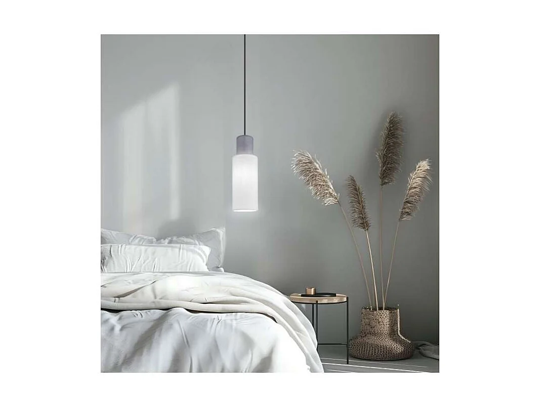 Colgante 1 luz modelo Kilian acabado blanco/gris, 25/135cm(alto) 12cm(ancho) 12cm(fondo)