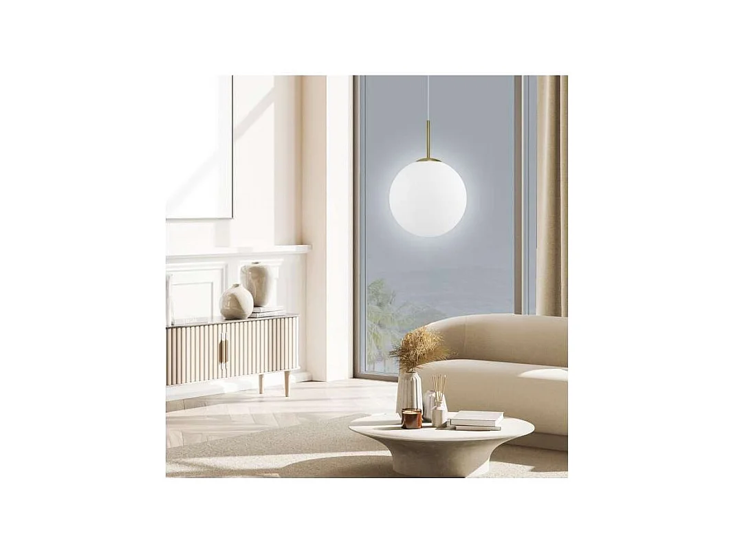 Colgante 1 luz modelo Portile acabado laton/blanco, 60cm(alto) 35cm(ancho) 35cm(fondo)