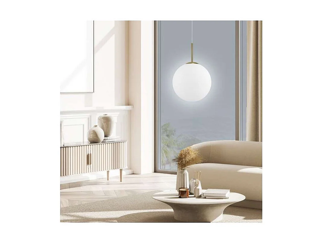 Colgante 1 luz modelo Portile acabado laton/blanco, 60cm(alto) 35cm(ancho) 35cm(fondo)