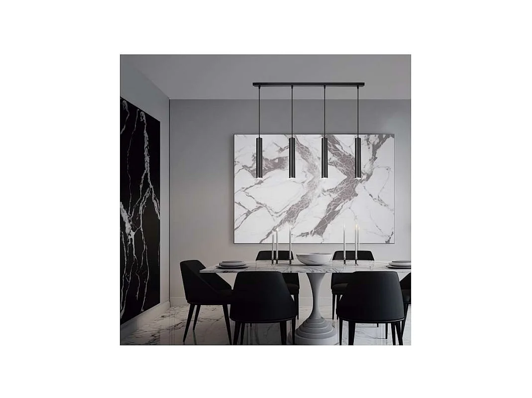 Colgante alargado 4 luces modelo Antia acabado negro, 36cm(alto) 86cm(ancho) 15cm(fondo)