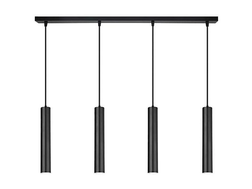 Colgante alargado 4 luces modelo Antia acabado negro, 36cm(alto) 86cm(ancho) 15cm(fondo)