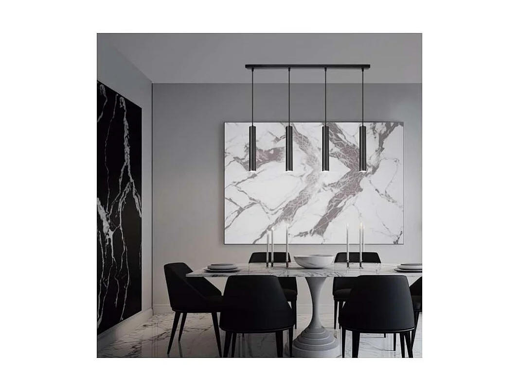 Colgante alargado 4 luces modelo Antia acabado negro, 36cm(alto) 86cm(ancho) 15cm(fondo)