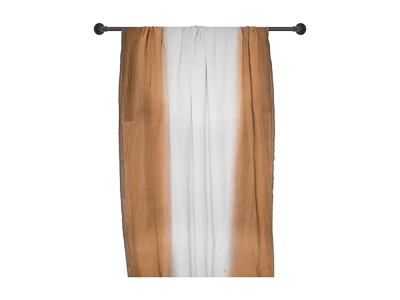 Pan de rideau 160x300 cm DEEPALI 100% lin lavé marron cognac