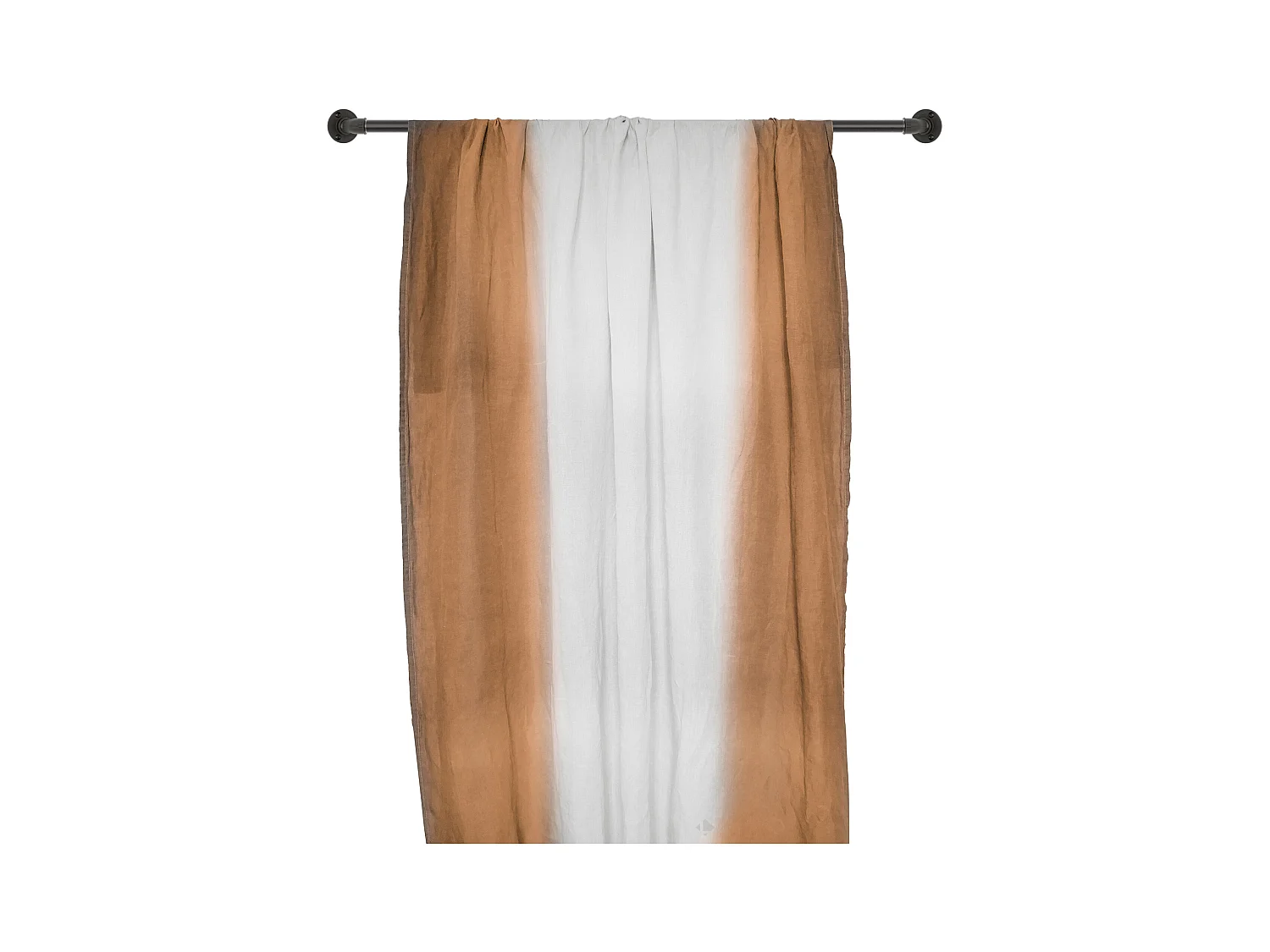 Pan de rideau 160x300 cm DEEPALI 100% lin lavé marron cognac