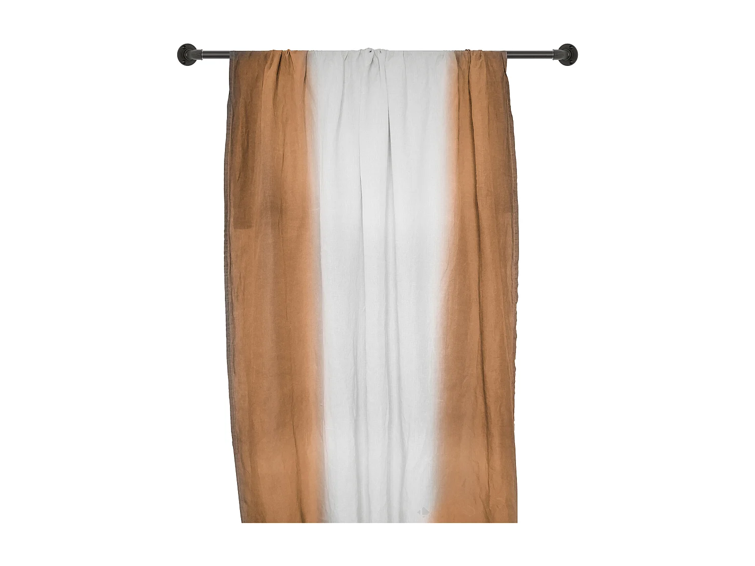 Pan de rideau 160x300 cm DEEPALI 100% lin lavé marron cognac