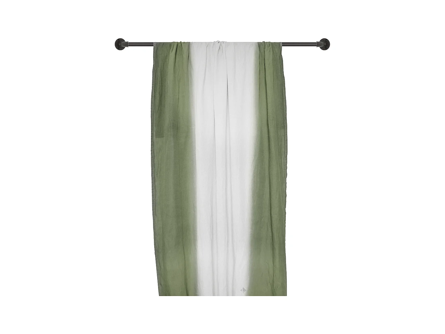 Pan de rideau 160x250 cm DEEPALI 100% lin lavé tie and dye vert kaki