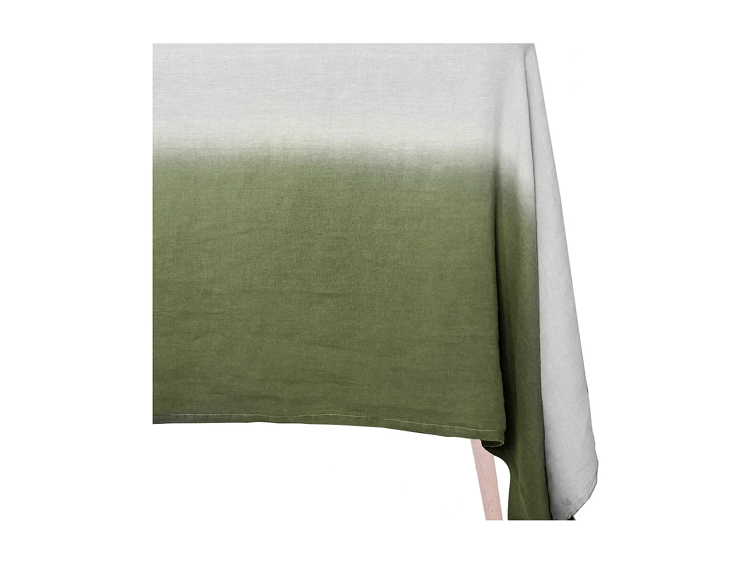 Pan de rideau 160x250 cm DEEPALI 100% lin lavé tie and dye vert kaki